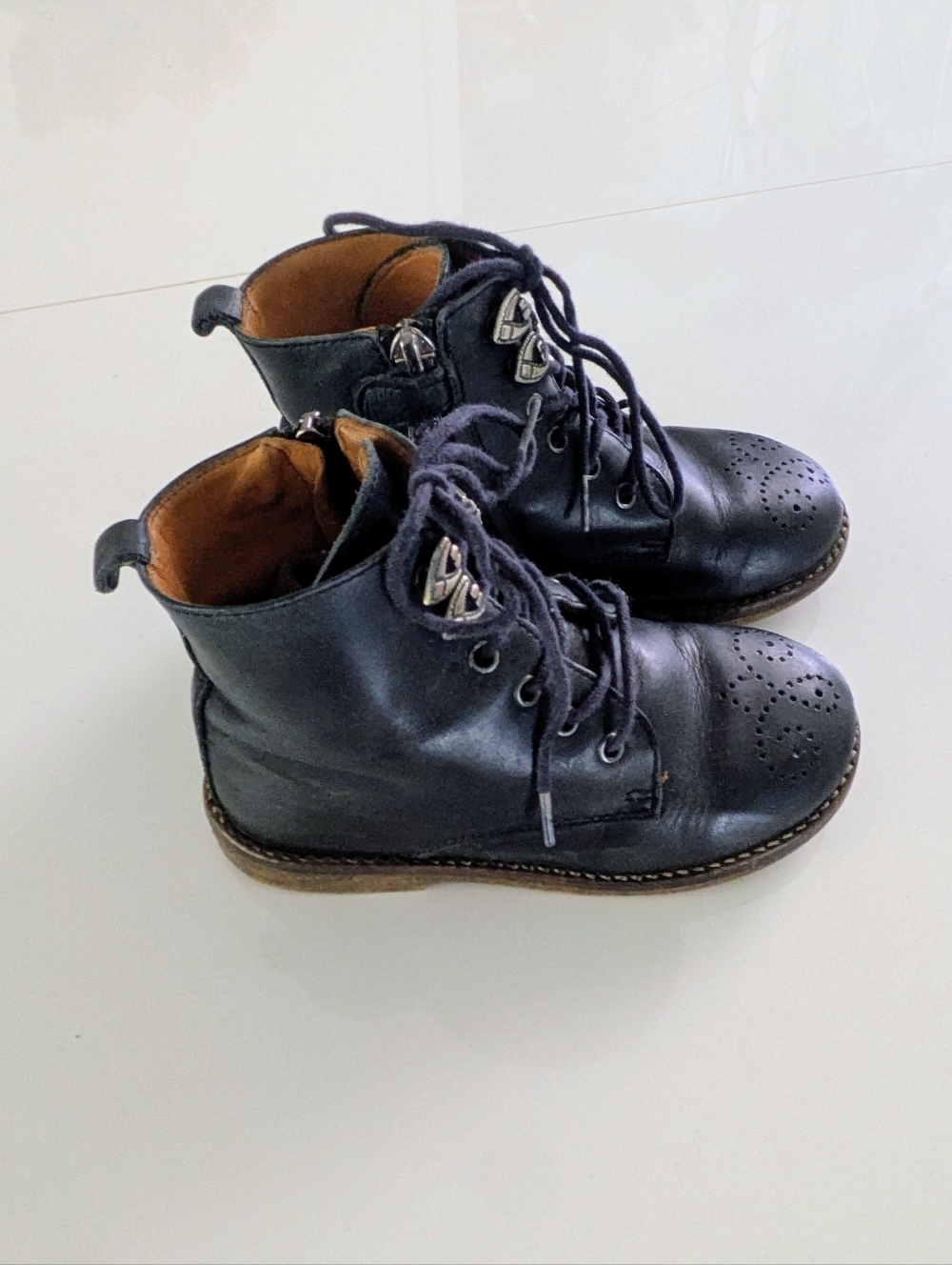 Leather Lace-Up Ankle Brogue Boots
